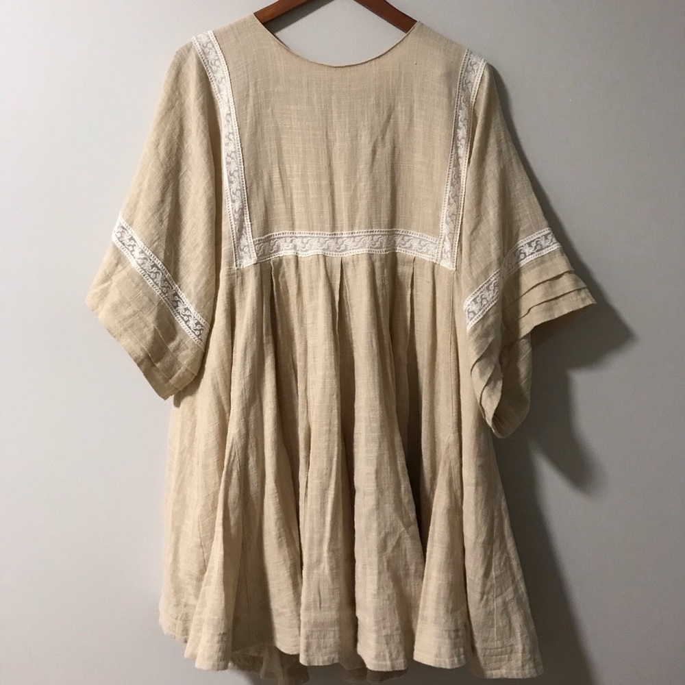 Spell Tan Mini Dress with Cream Details - Picture 4 of 8
